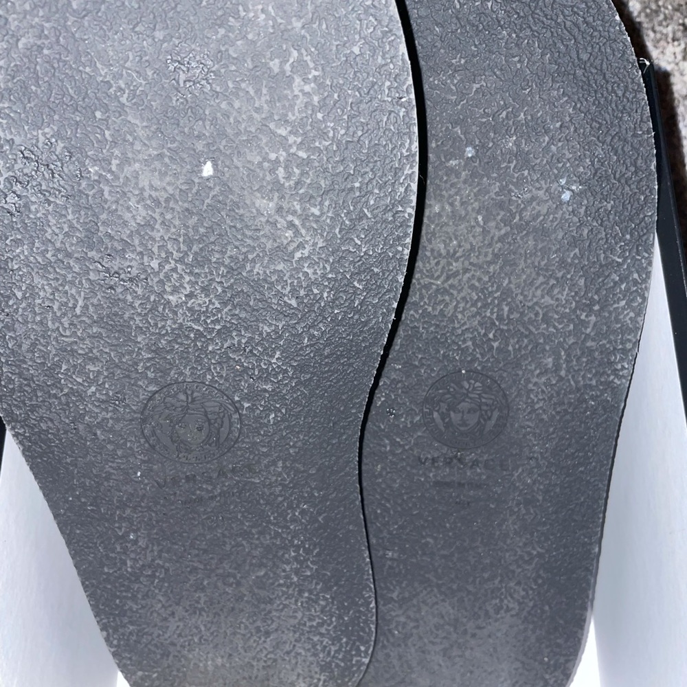 VERSACE Denim Cotton  SLIDES Flat SANDALS - Picture 4 of 7